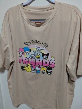 Sanrio Beige Tee with Pink 'FRIENDS' Graphic
